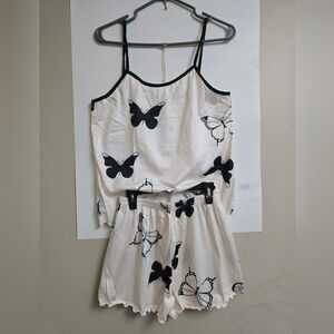 New Butterfly Print Cami Top and Shorts Ladies Pajama Set Medium, 2 Pcs